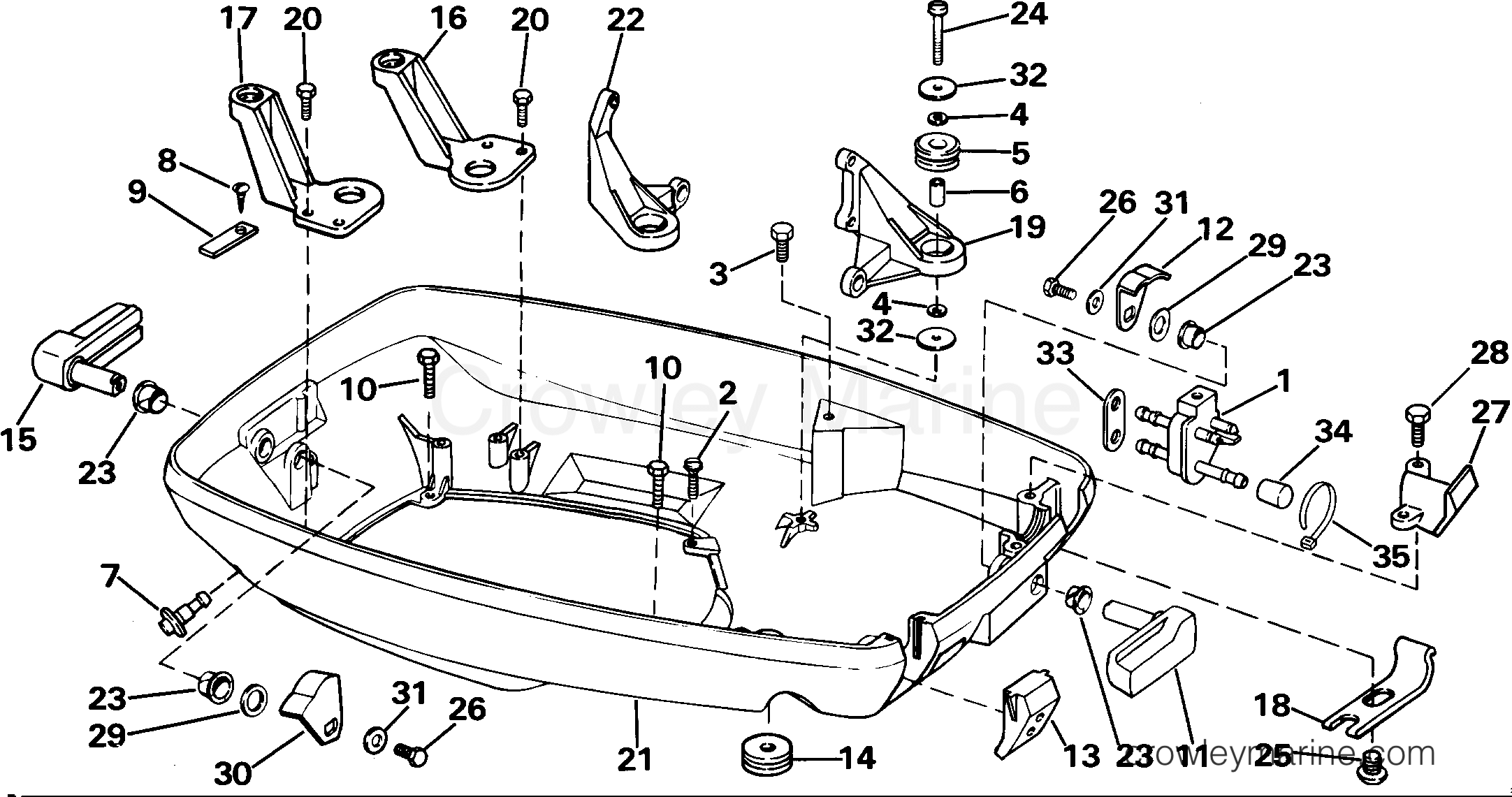 1985 Outboard 75 - J75ECOS - LOWER ENGINE COVER