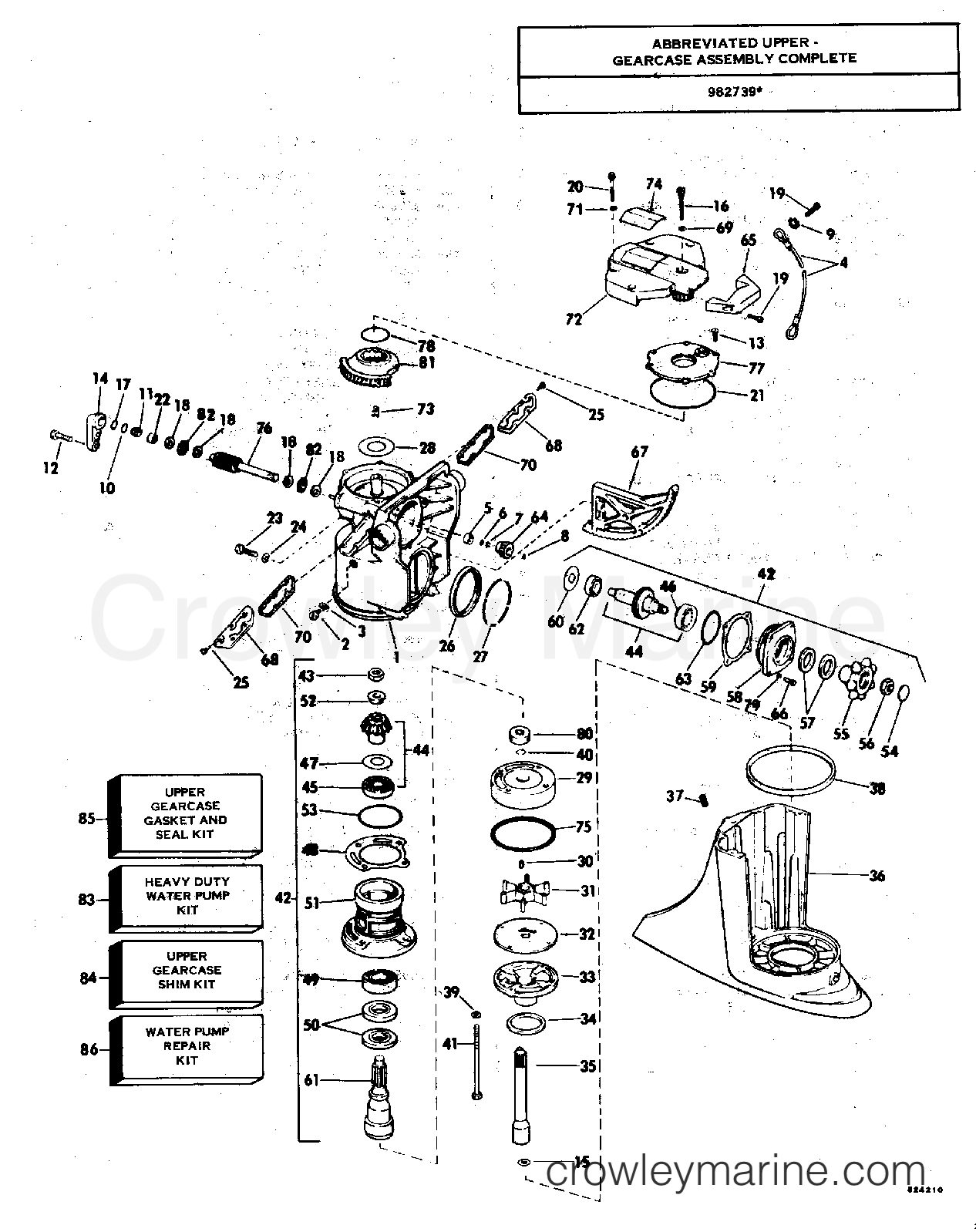 1982 Stern Drive 3.8 - 384SPMCCNC - UPPER GEARCASE GROUP