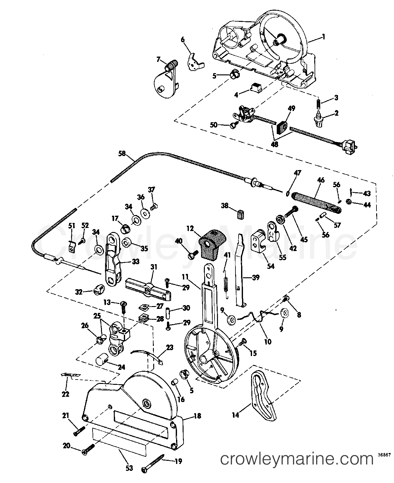 REMOTE CONTROL GROUP ELECTRIC SHIFT - 1968 OMC Stern Drive 120 CUE-16C