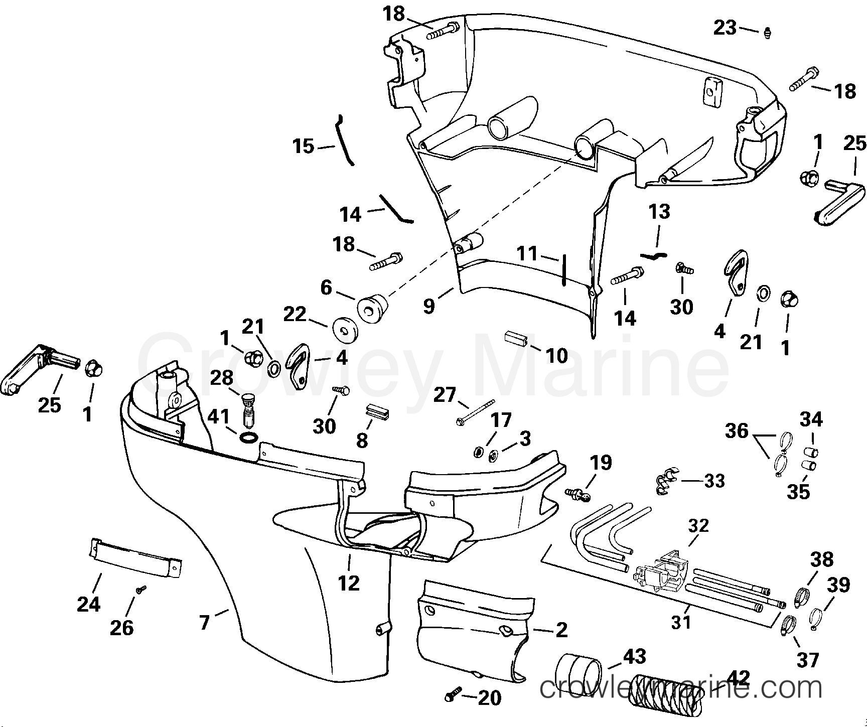 2000 Outboard 90 - E90FPLSSH - LOWER ENGINE COVER