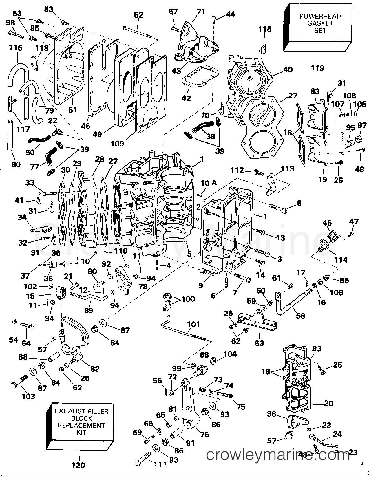 1993 Johnson Outboards 115 - TJ115TLETS CYLINDER & CRANKCASE section