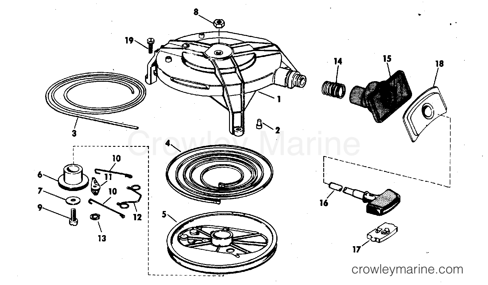 1976 Outboard 25 - 25652E - REWIND STARTER