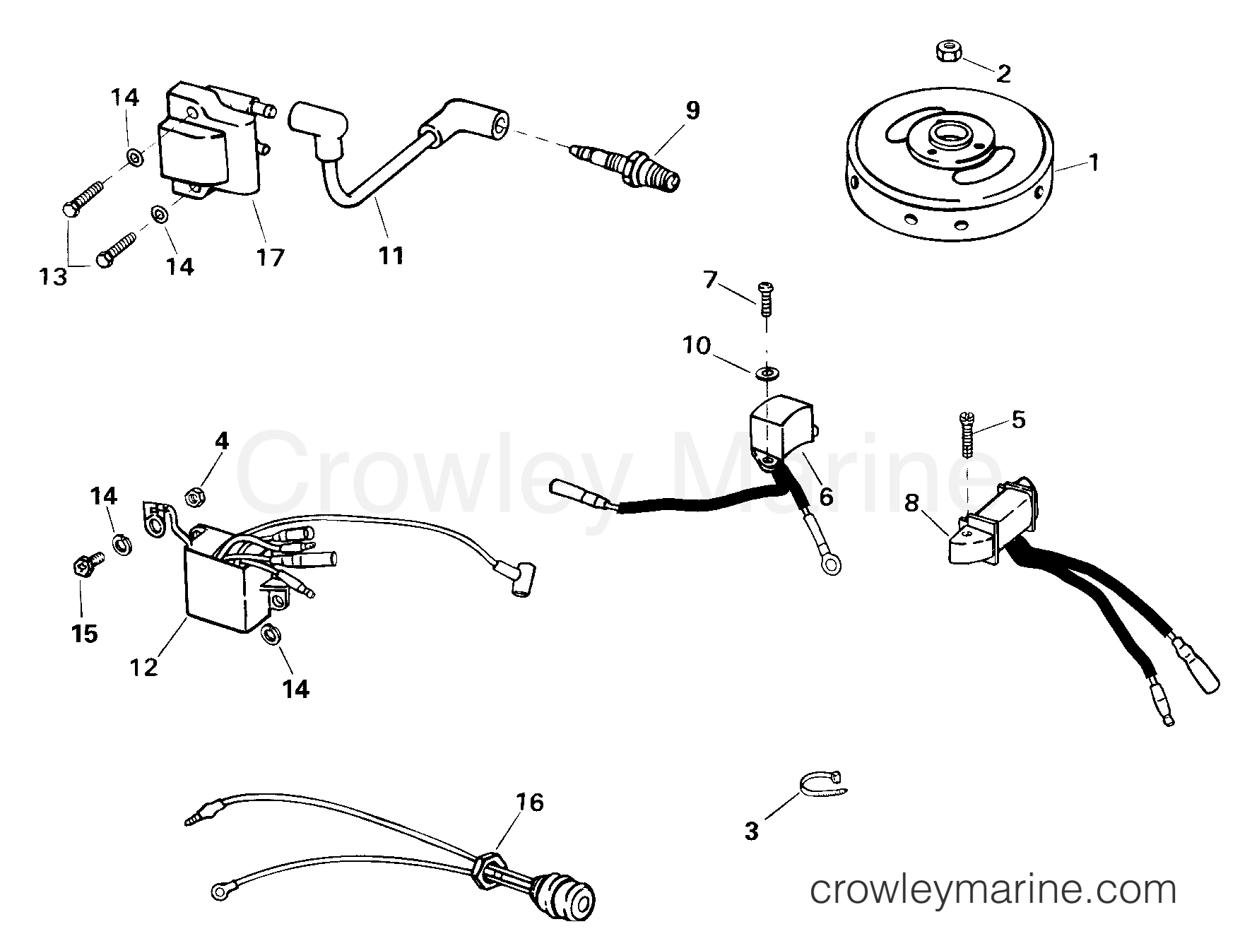 2000 Outboard 3 - J3RTLSSR - ARMATURE PLATE & COIL ASSEMBLY