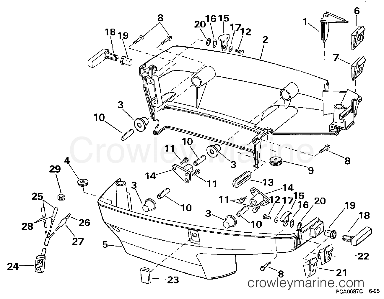 1997 Outboard 40 - BJ40TLEUC - LOWER ENGINE COVER