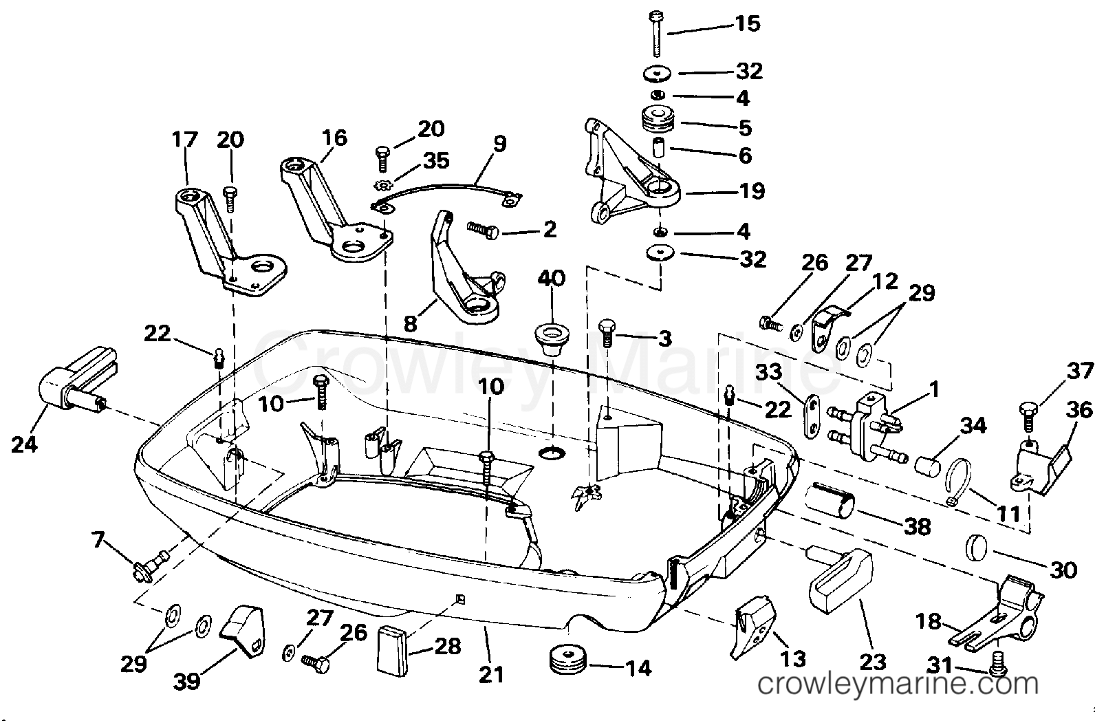 1992 Outboard 70 - J70ELEND - LOWER ENGINE COVER
