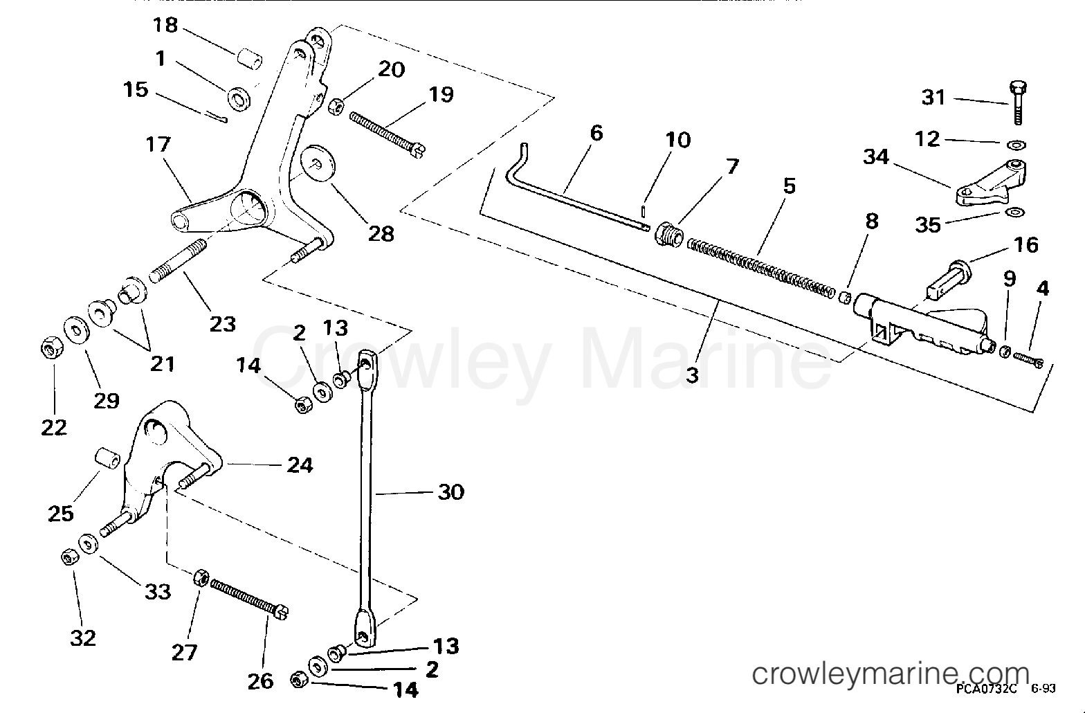 1994 Outboard 250 - J250TXERC - THROTTLE LINKAGE