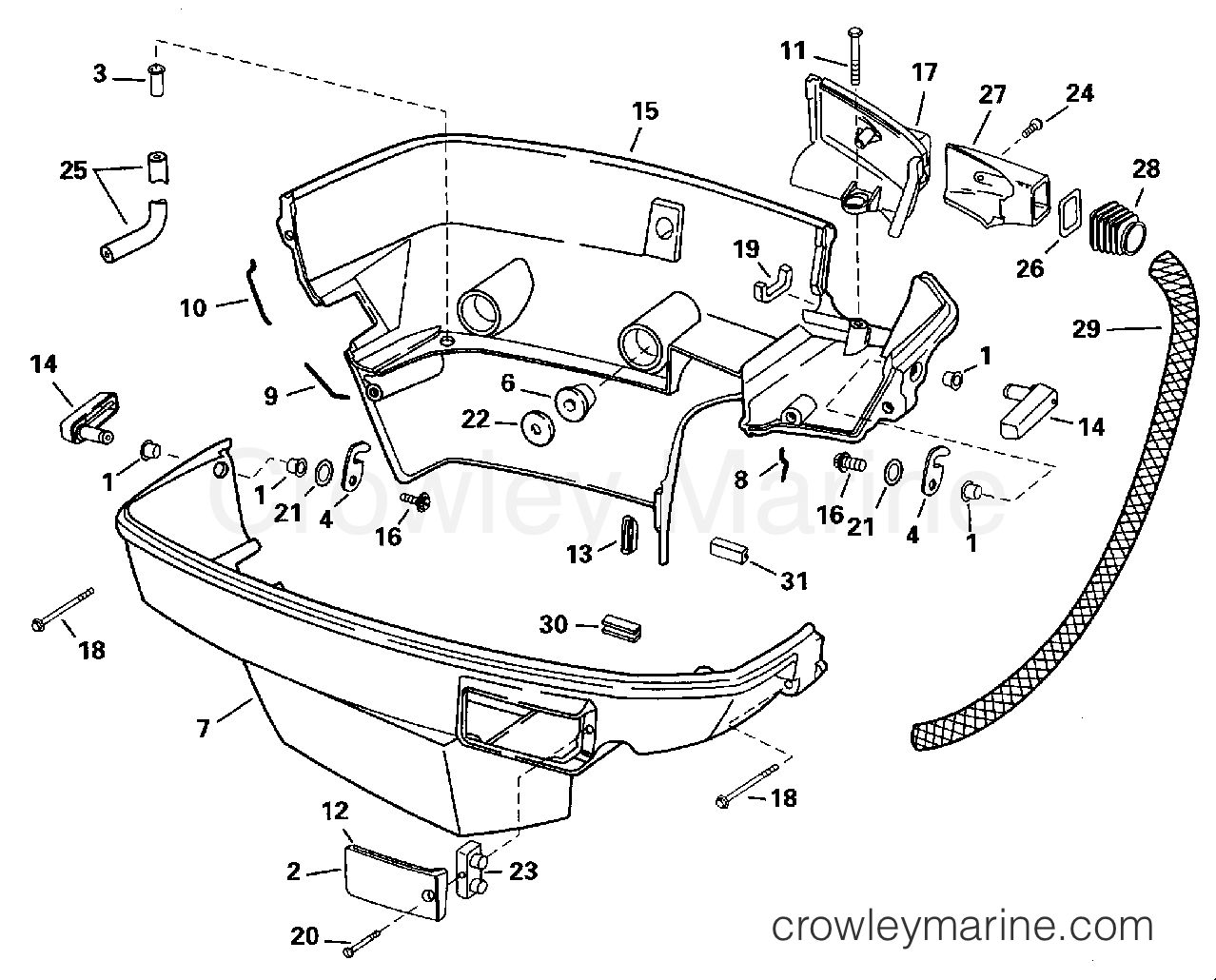1995 Outboard 175 - J175SLEOM - LOWER ENGINE COVER