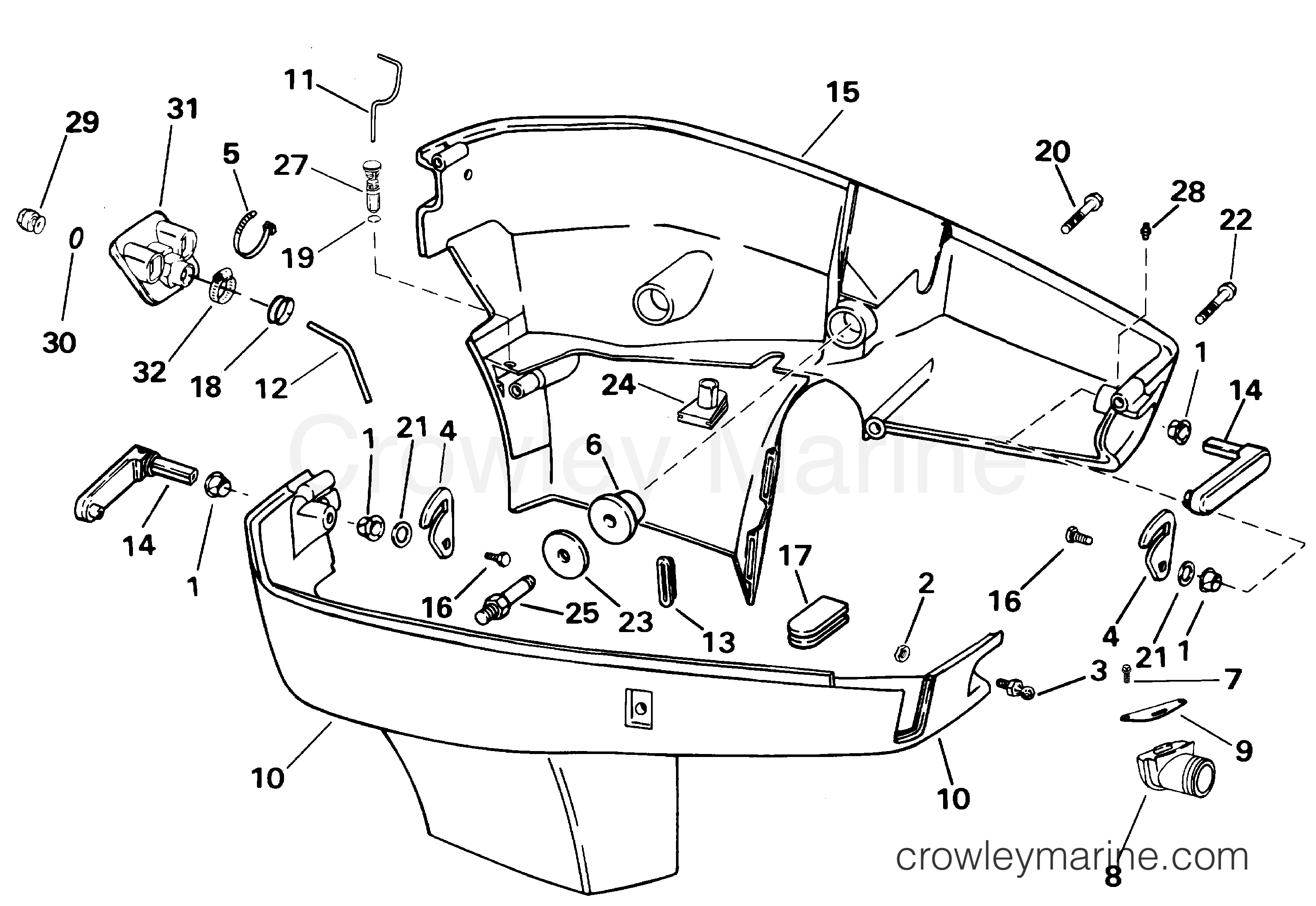 2001 Evinrude Outboards 225 - E225FCZSIF LOWER ENGINE COVER section