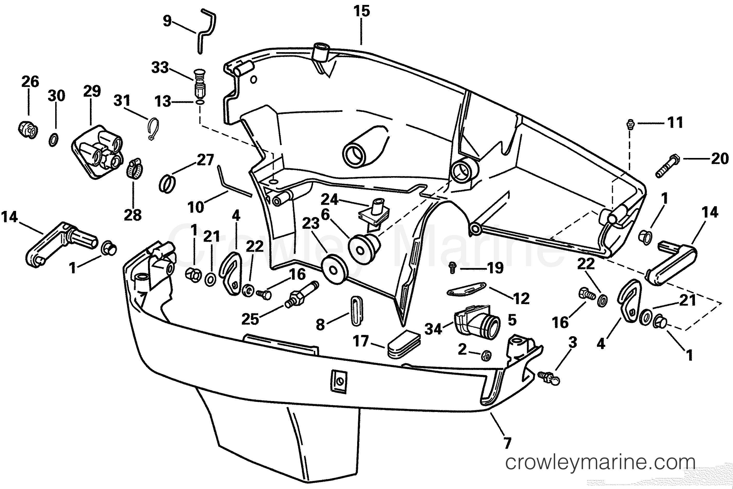 2001 Outboard 200 - E200WPXSIF - LOWER ENGINE COVER