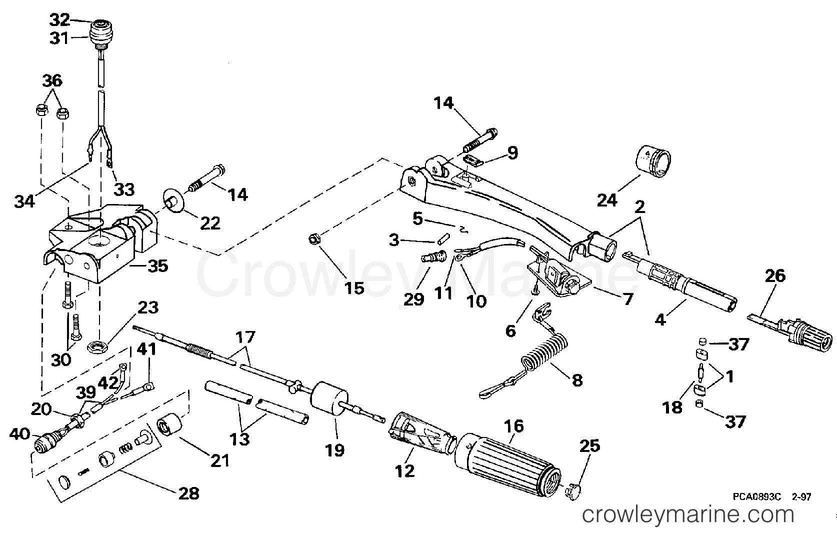 1997 Outboard 50 - BJ50TLEUC - STEERING & SHIFT HANDLE