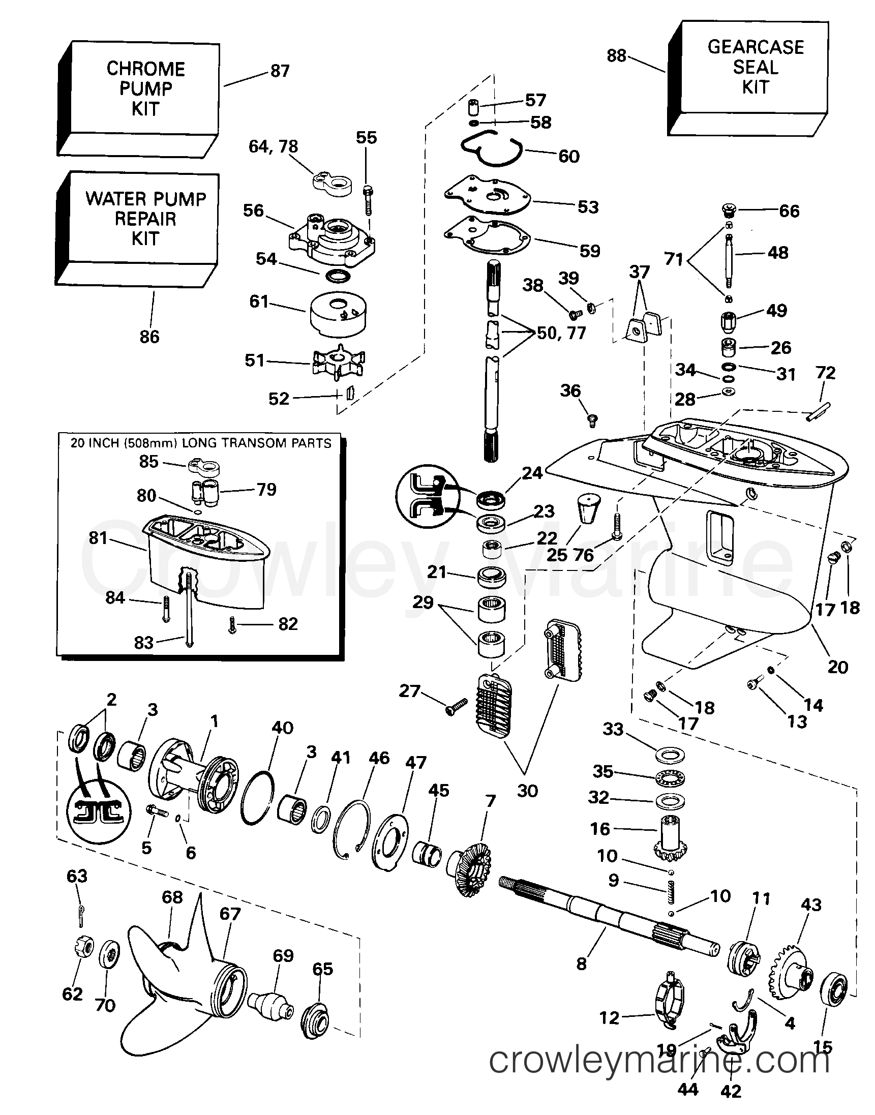 2000 Outboard 25 - J25RL3SSB - GEARCASE