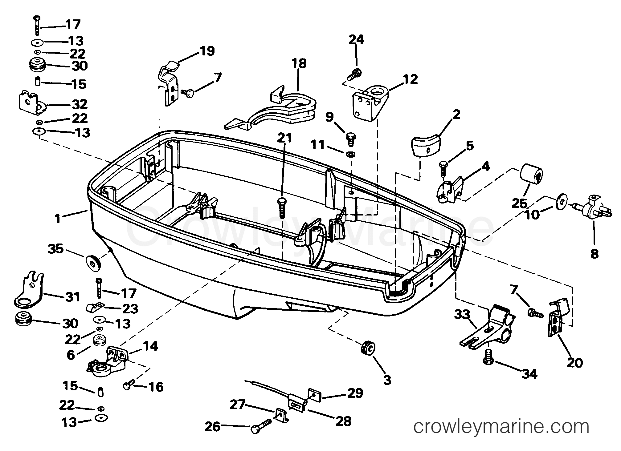 1998 Outboard 40 - SJ40RPYT2 - LOWER ENGINE COVER