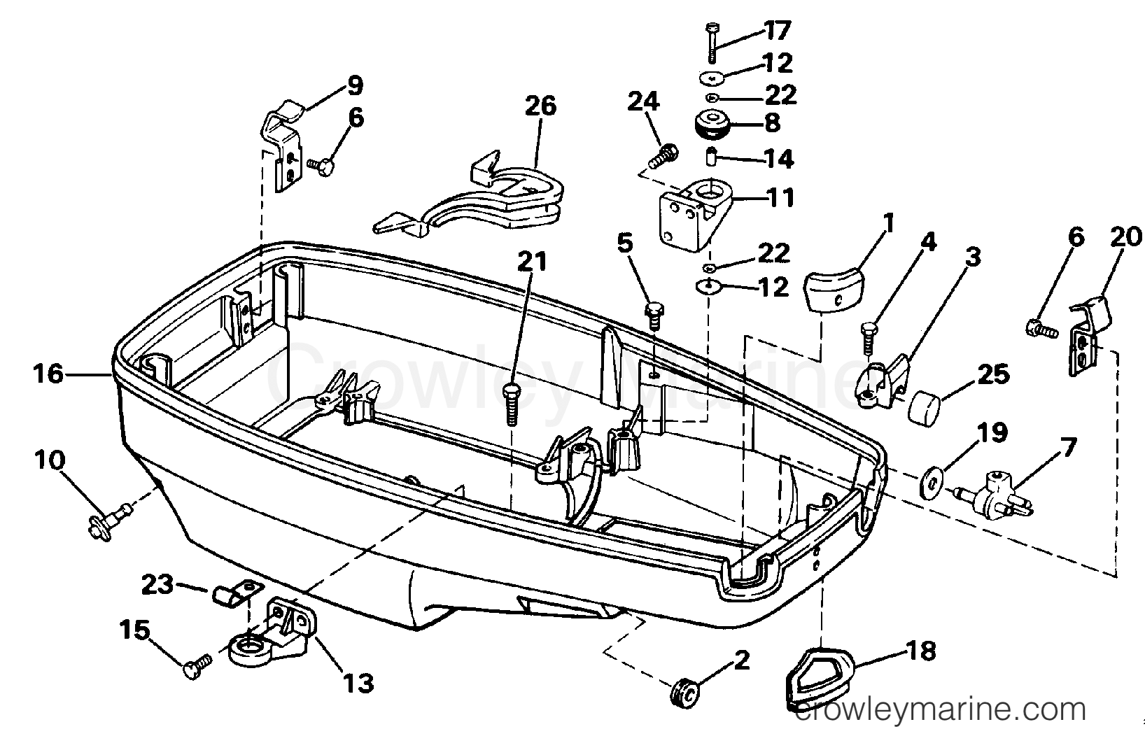 1986 Outboard 55 - J55RWLCDC - LOWER ENGINE COVER