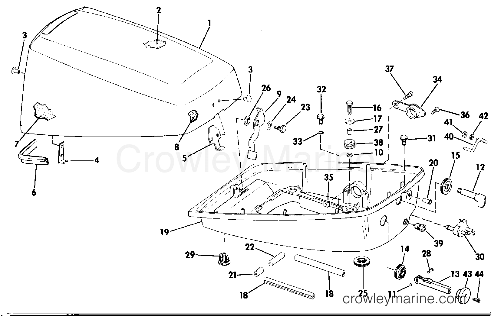 1984 Outboard 8 - E8RLCRM - ENGINE COVER - 6 & 8 EVINRUDE MODELS