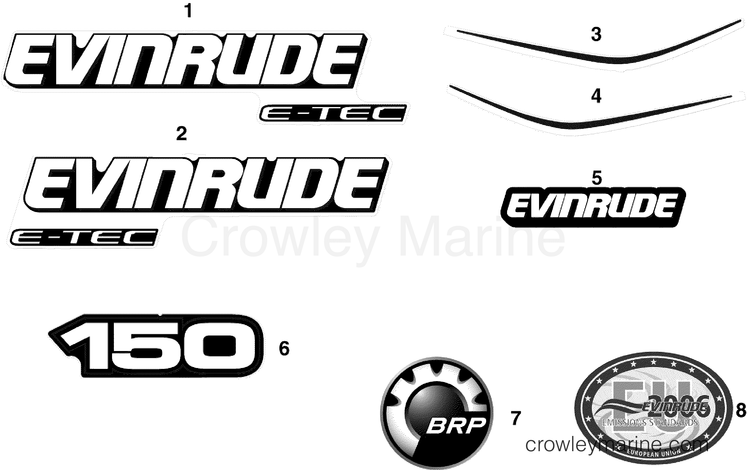 2007 Evinrude Outboards 150 - E150DBXSUF DECALS section