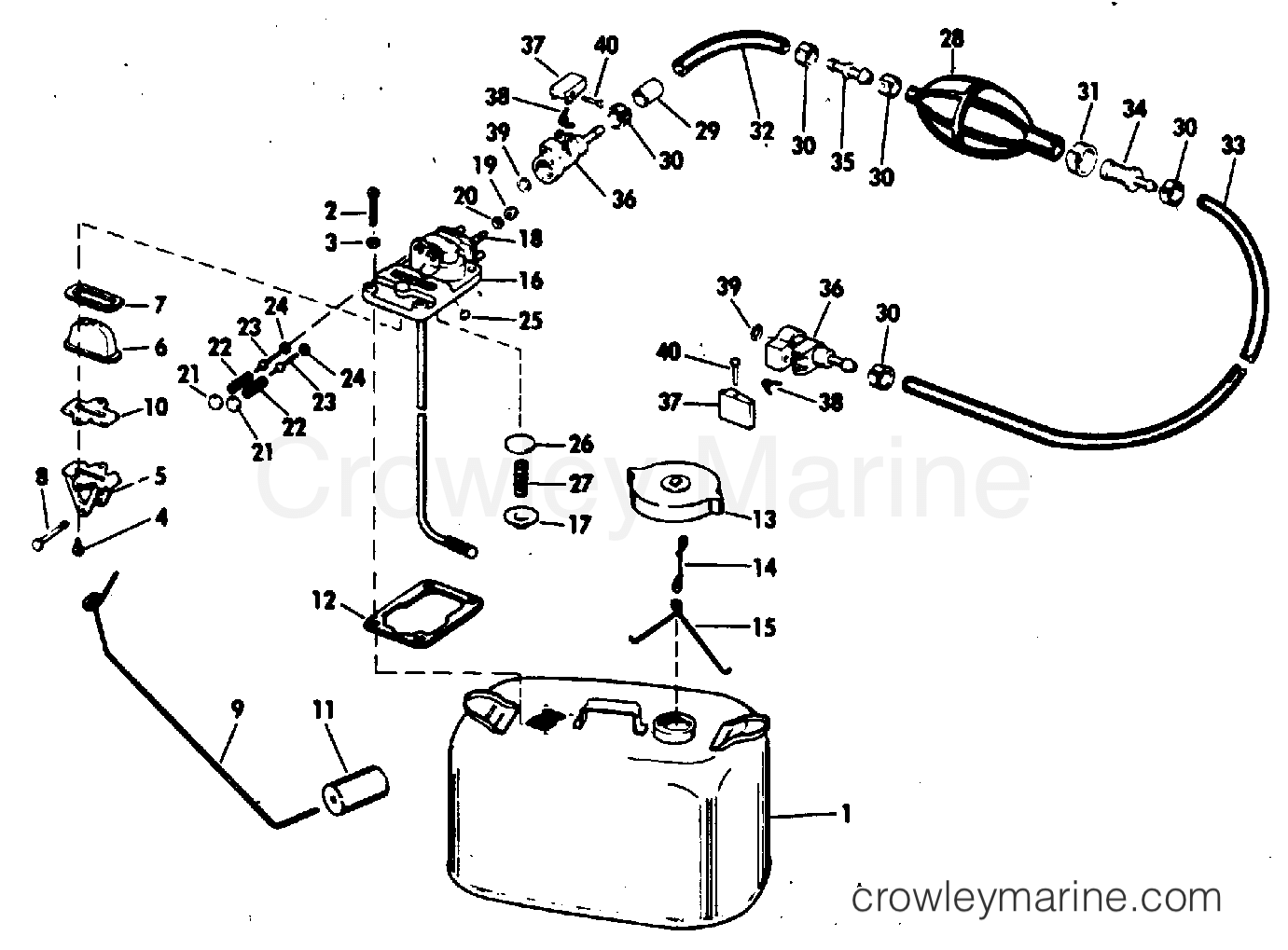 Part Number Rds4ll FUEL TANK GROUP - 1968 Outboard 40 RDSL-30A | Crowley Marine