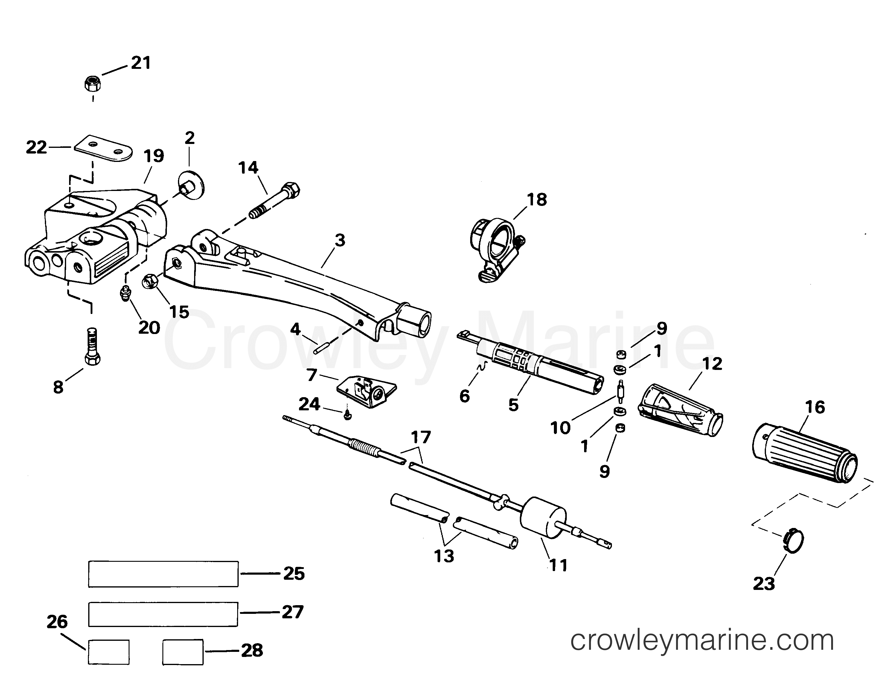 2001 Outboard 105 - J105WRYSIF - STEERING HANDLE