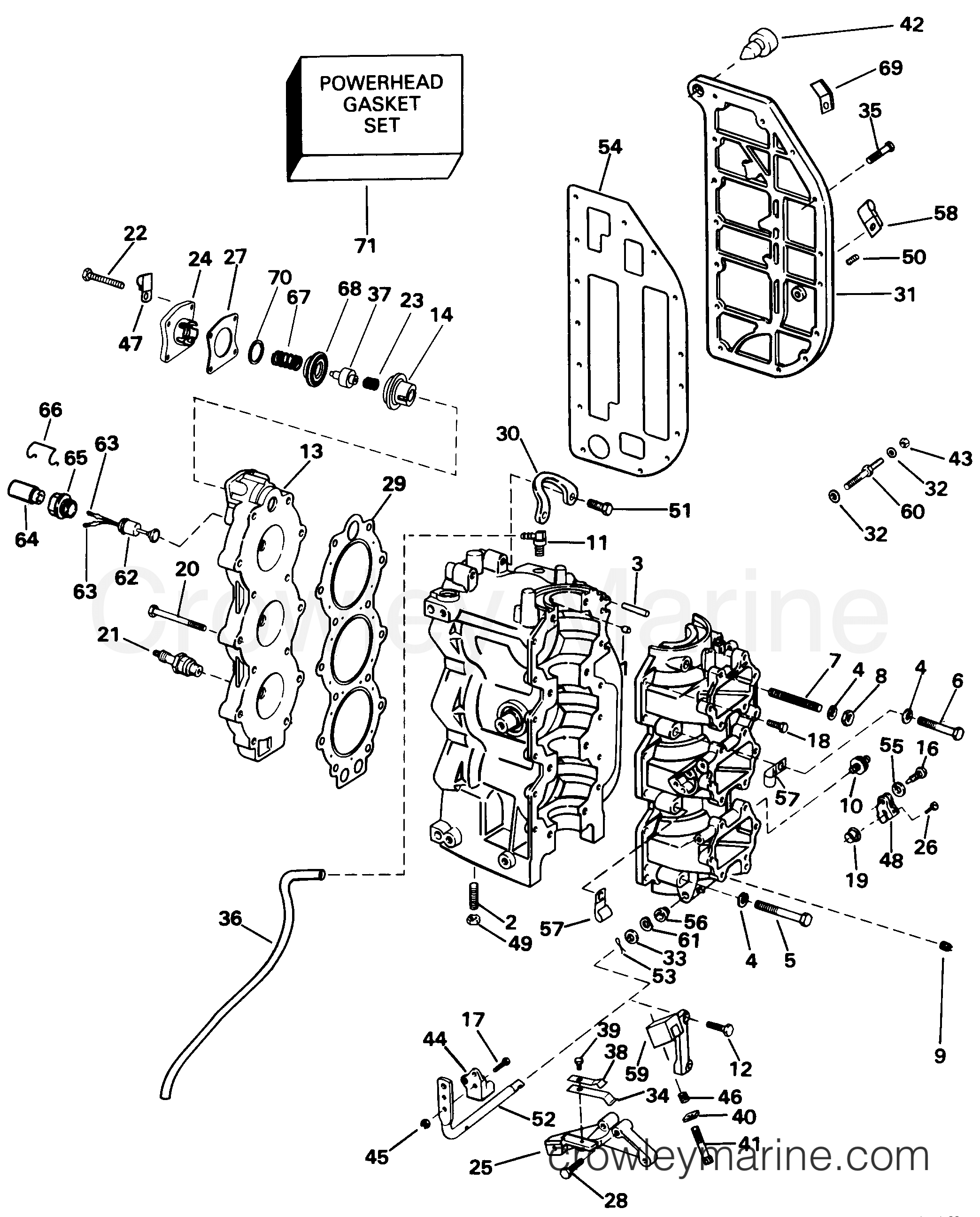 1998 Outboard 50 - J50TTLECA - CYLINDER & CRANKCASE