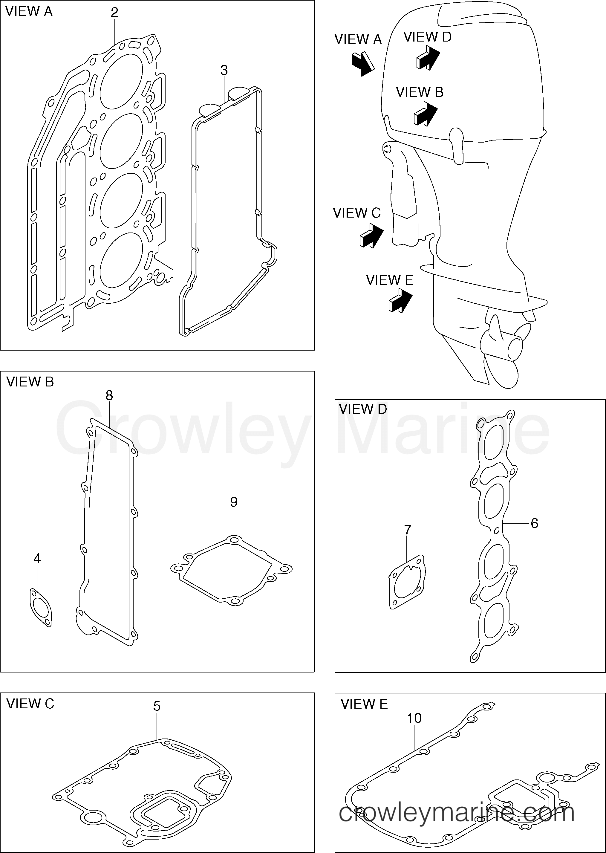 2005 Outboard 90 - J90PL4SOR, - GASKET SET