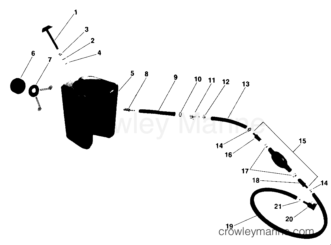 FUEL TANK & HOSE ASSEMBLY 1989 Outboard 4 E4RCEC Crowley Marine