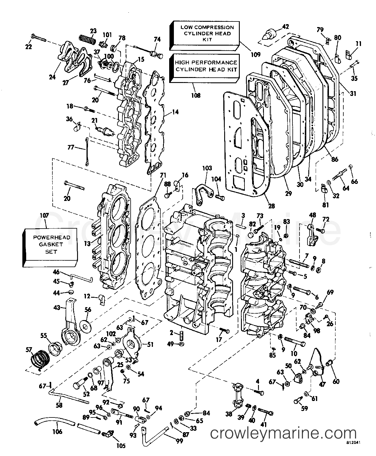 1982 Outboard 75 - J75ECNB - CYLINDER & CRANKCASE