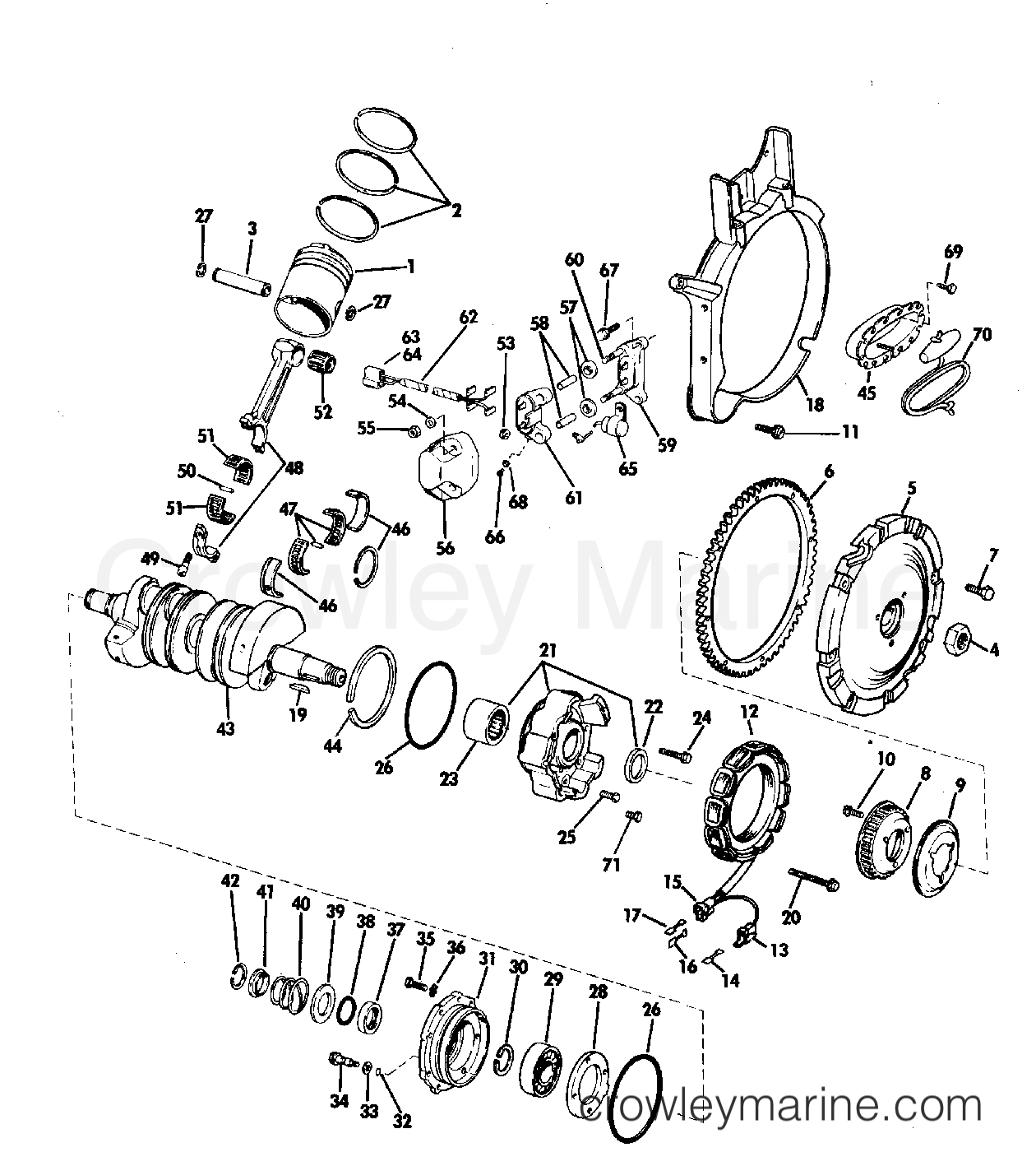 1968 OMC Stern Drive 90 - DU-15S CRANKSHAFT GROUP section