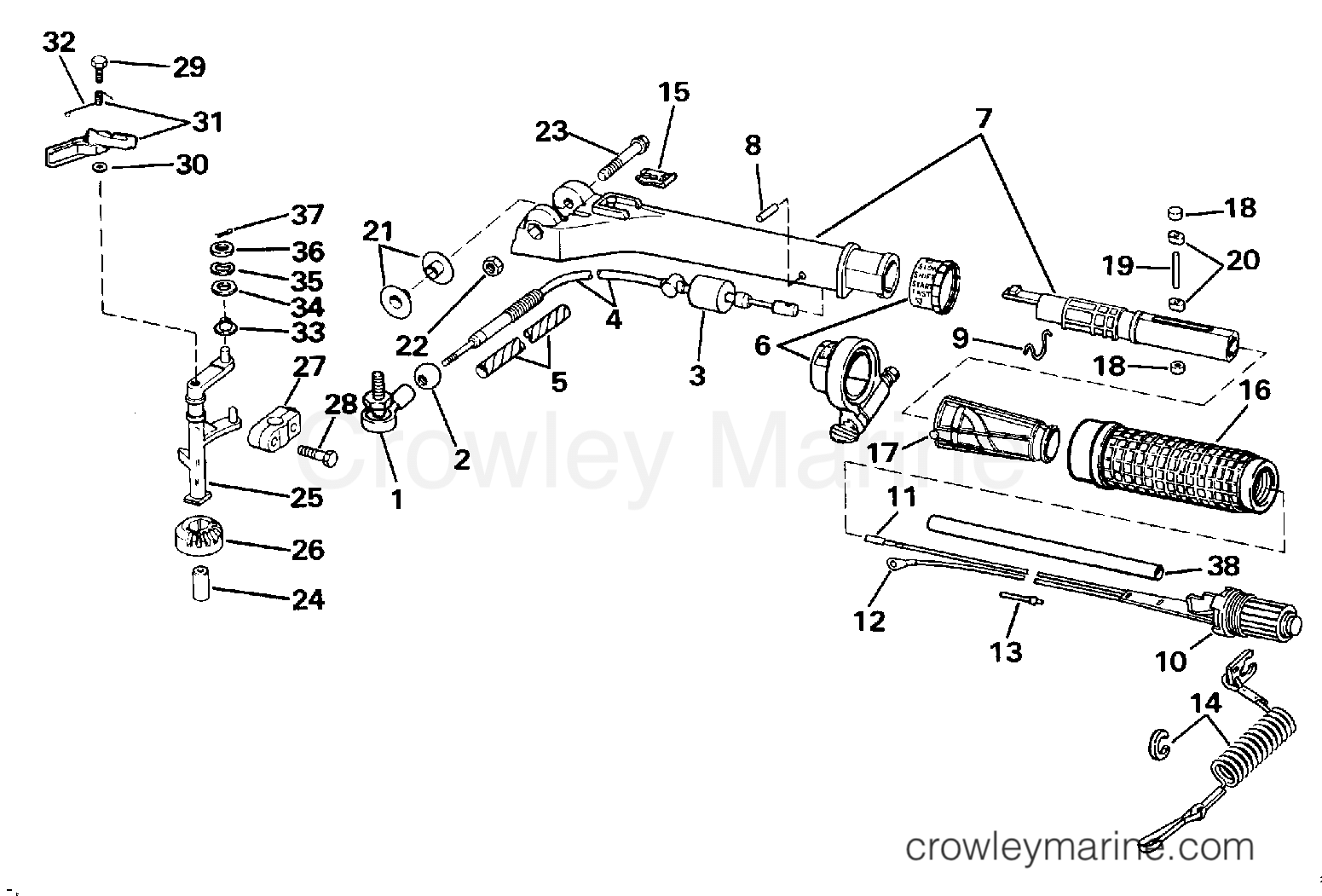 1989 Outboard 9.9 - TE10RLCES - STEERING HANDLE & THROTTLE CONTROL