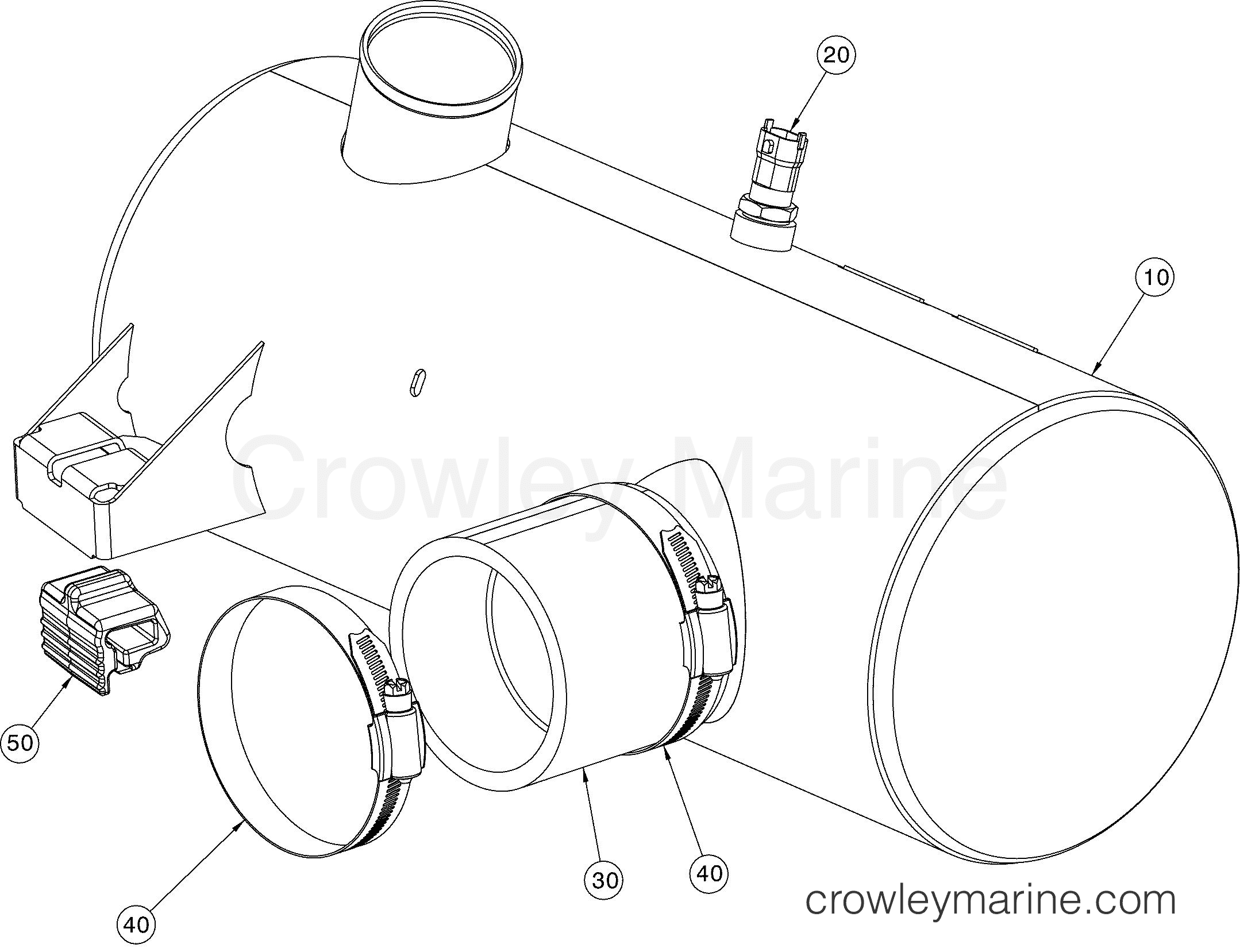 MUFFLER ASSEMBLY AB Powertrain 90 440030ABA Crowley Marine