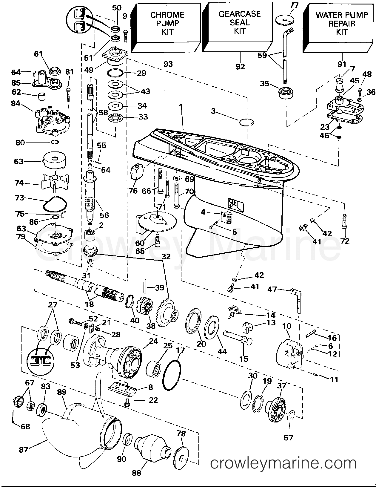 1993 Outboard 100 - E100WTLETD - GEARCASE