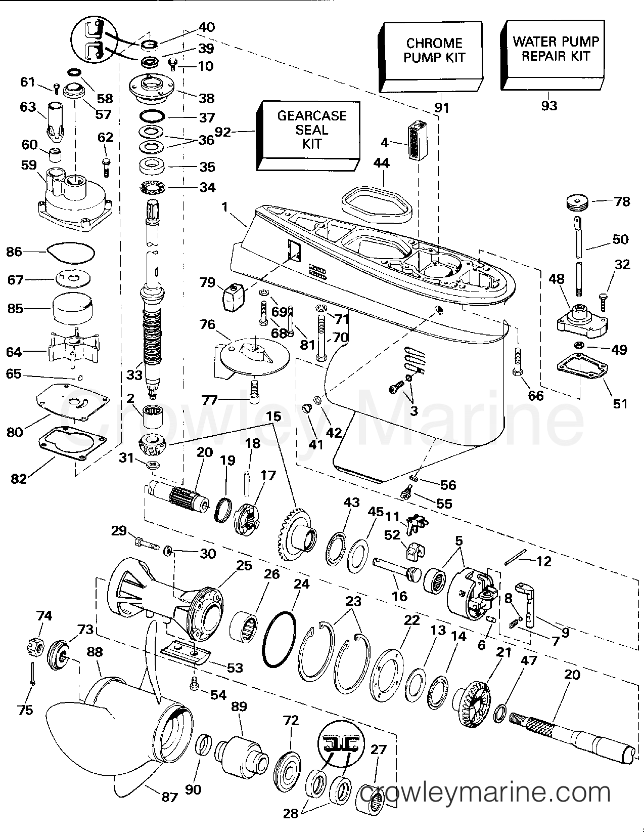 1992 Outboard 60 - J60TTLENE - GEARCASE