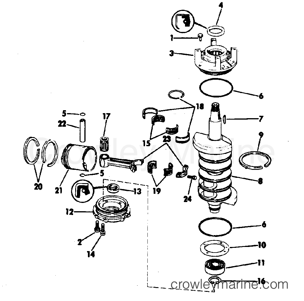1983 Outboard 90 - J90MLCTE - CRANKSHAFT & PISTON