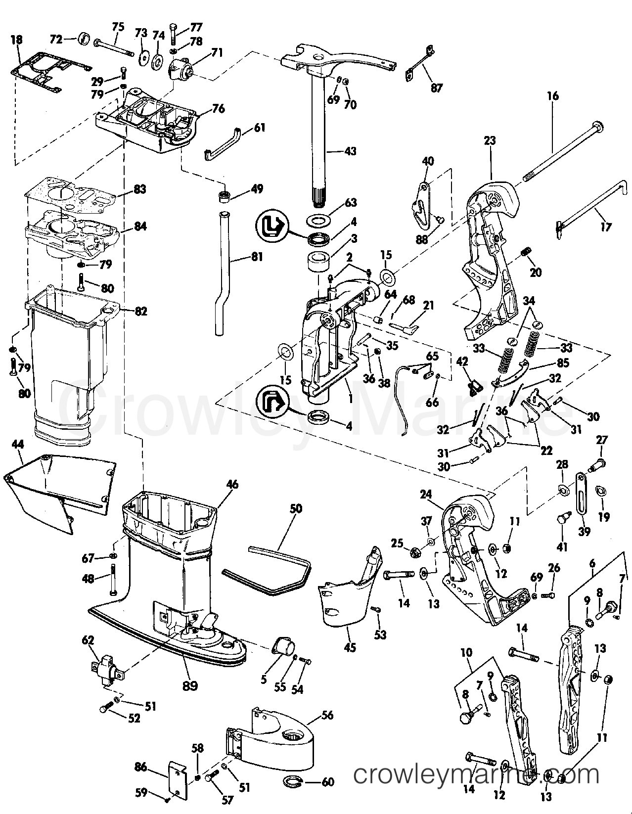 1988 Outboard 75 - J75ECCA - MIDSECTION