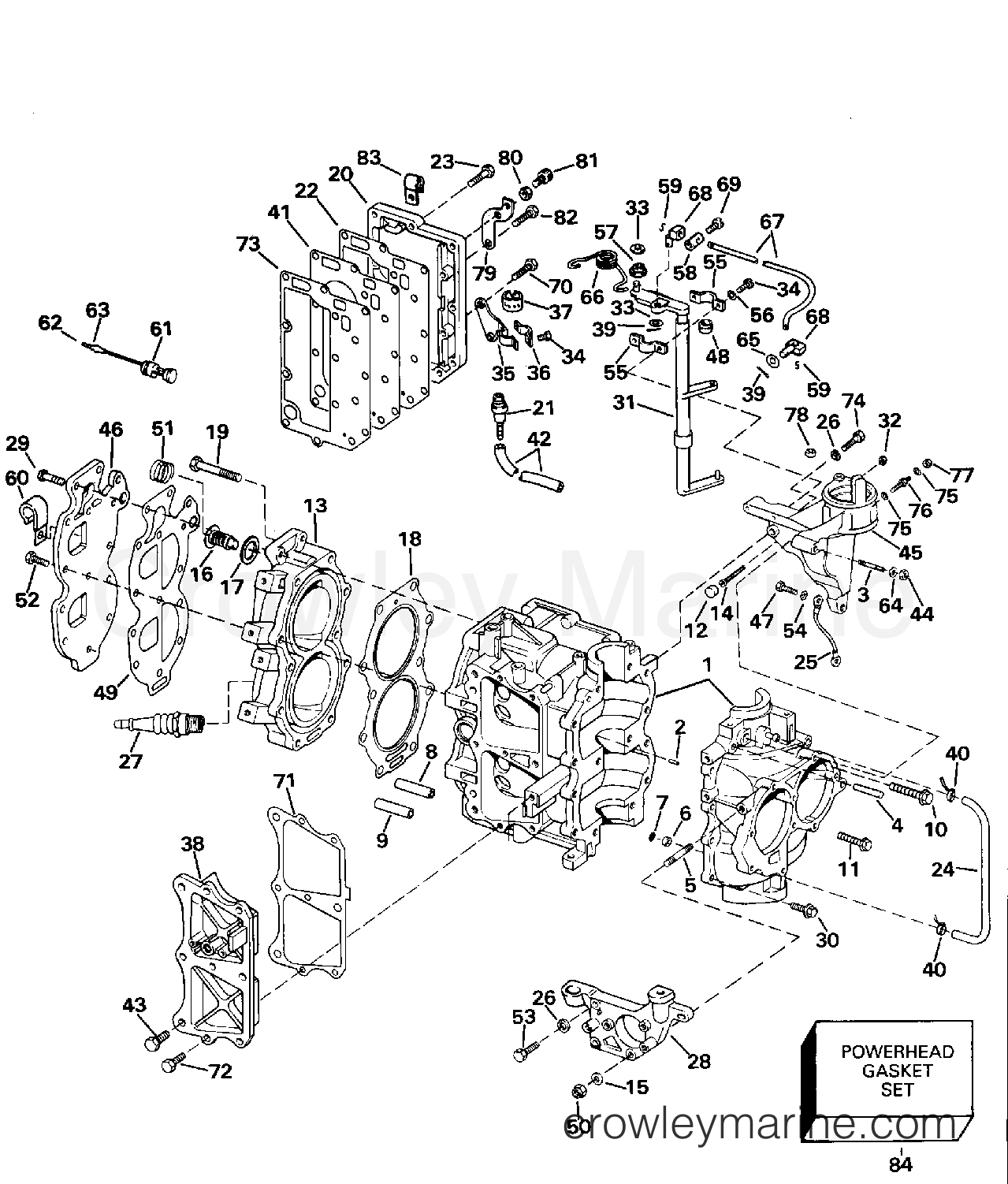 1994 Outboard 25 - J25EERR - CYLINDER & CRANKCASE