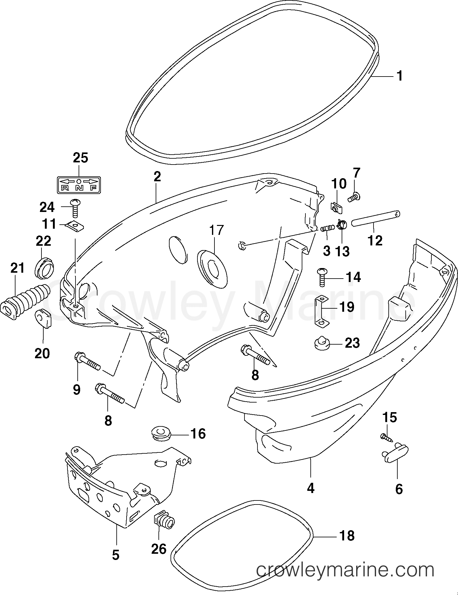 2002 Outboard 9.9 - J10RL4SNF - LOWER ENGINE COVER