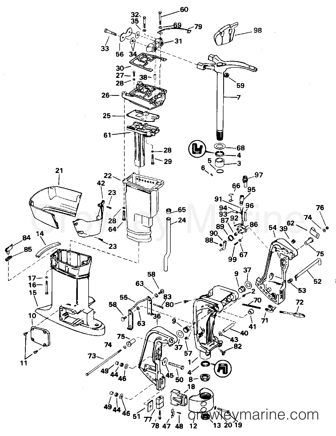 1996 Outboard 50 - J50TTLEDC - MIDSECTION