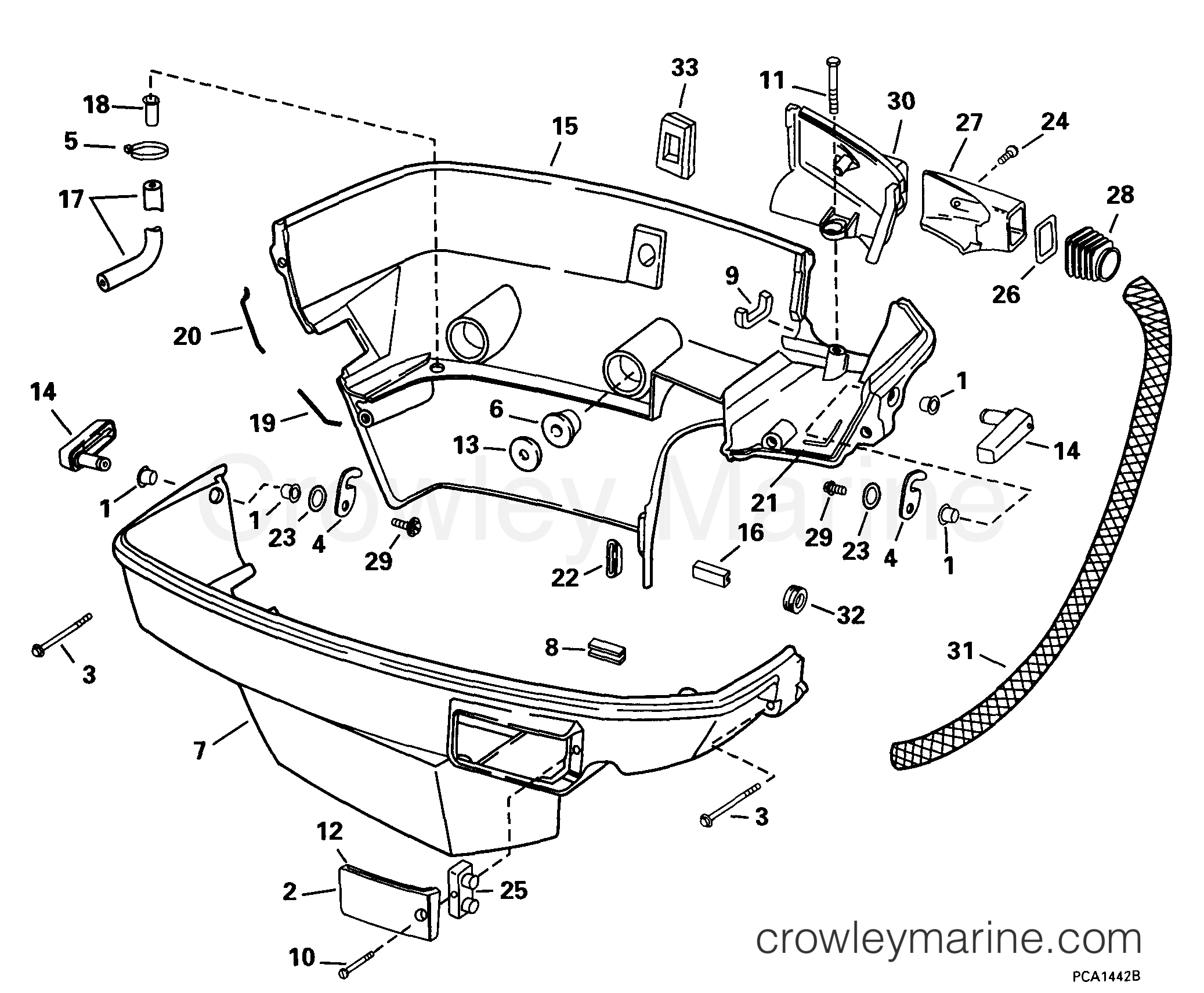 1999 Outboard 105 - J105WELEEN - LOWER ENGINE COVER