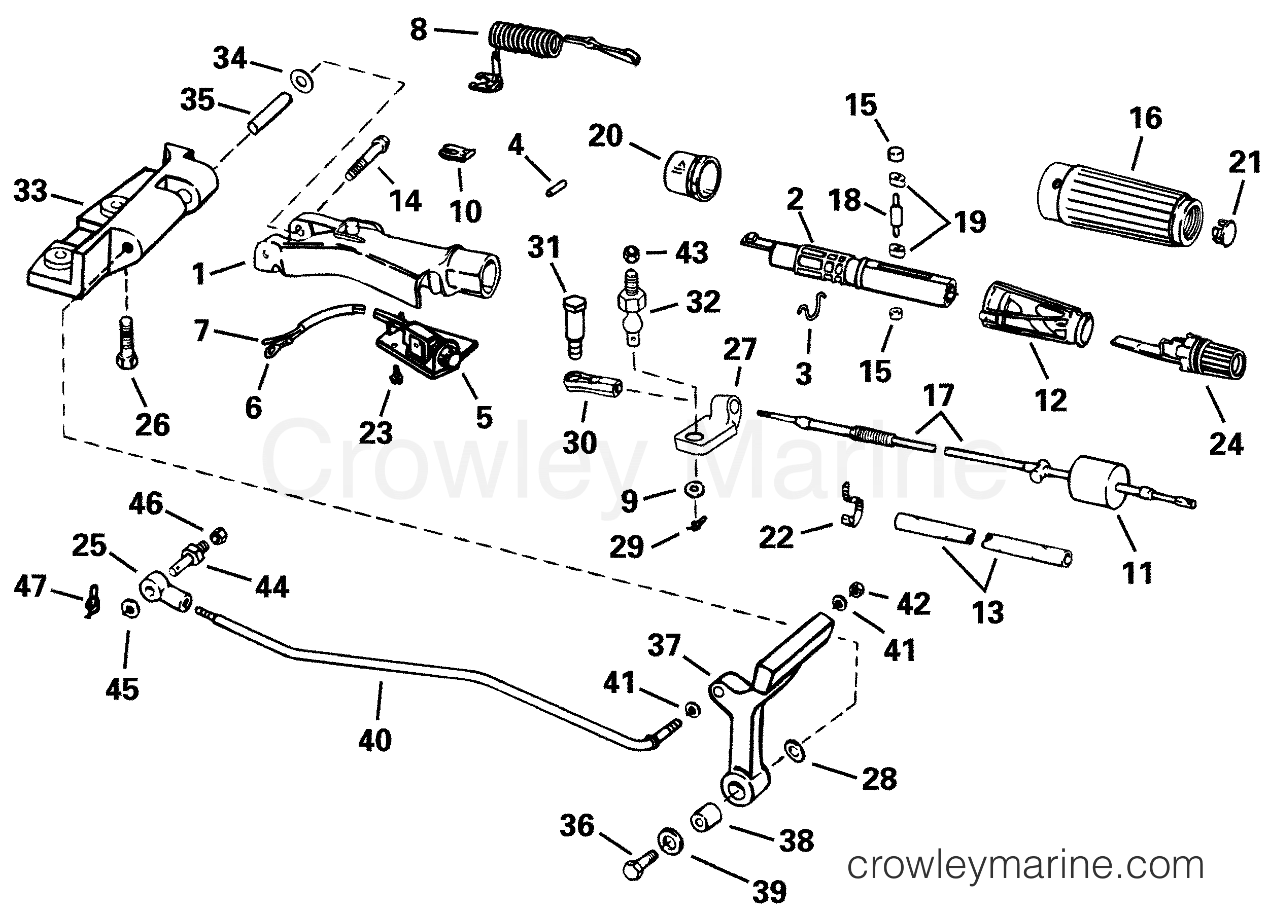 2001 Outboard 25 - SE25RDSIE - STEERING & SHIFT HANDLE