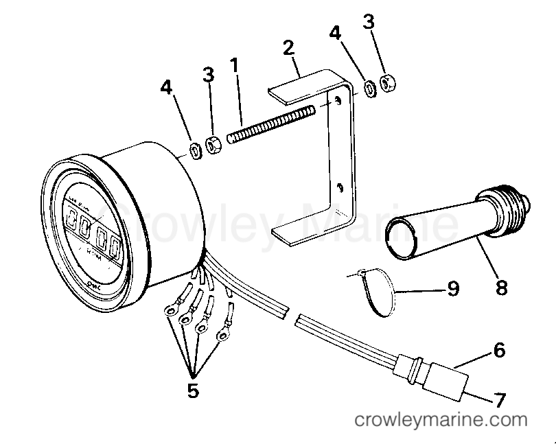 1990 Outboard 300 - J300PLESB - QUARTACH TACHOMETER - FLUSH MOUNT - DIGITAL - PLUG IN