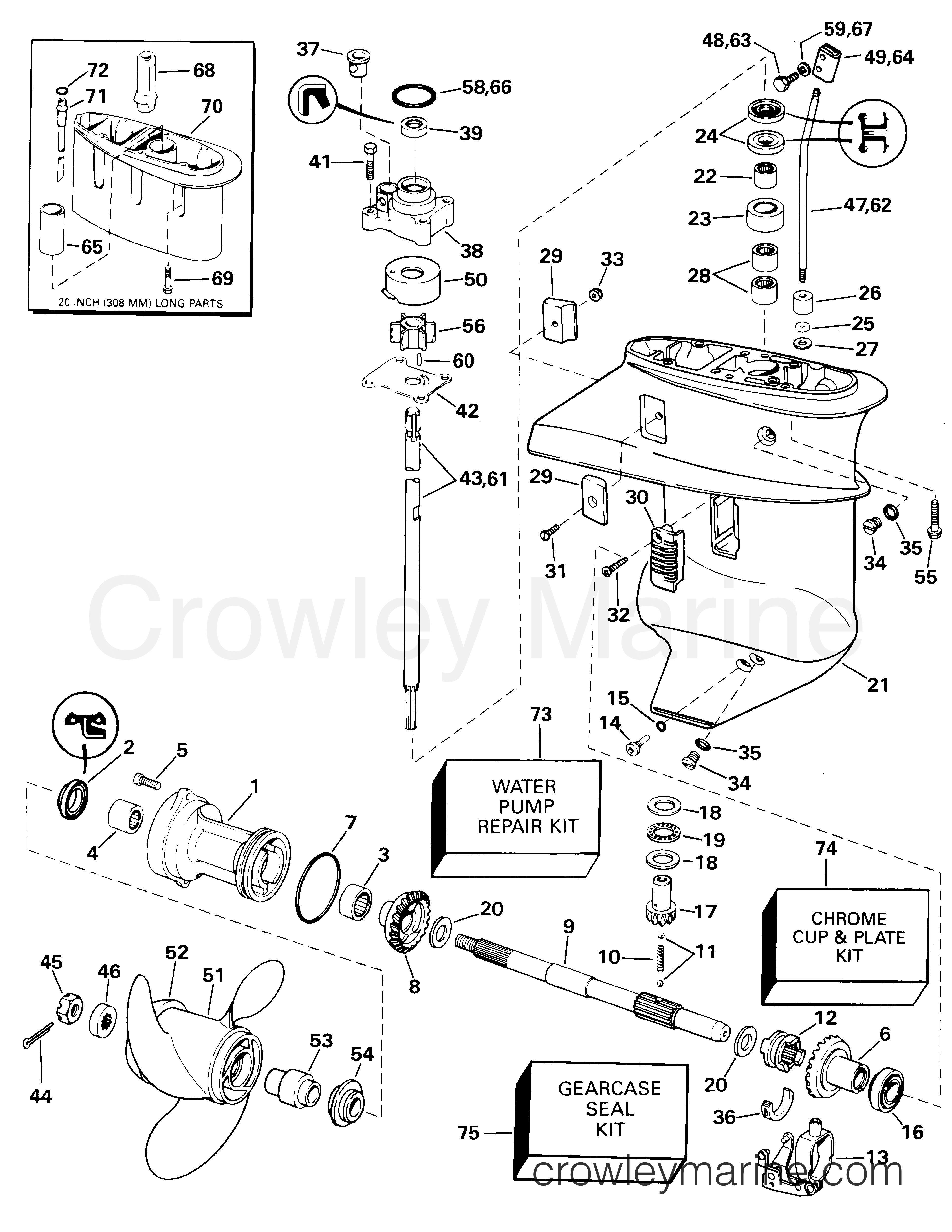2001 Outboard 15 - E15WRLSIR - GEARCASE