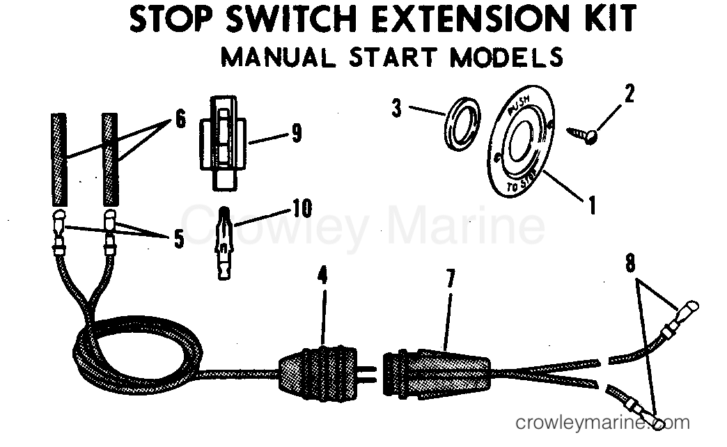 1972 Rigging Accessories - Electrical System - STOP SWITCH EXTENSION KIT MANUAL START MODELS