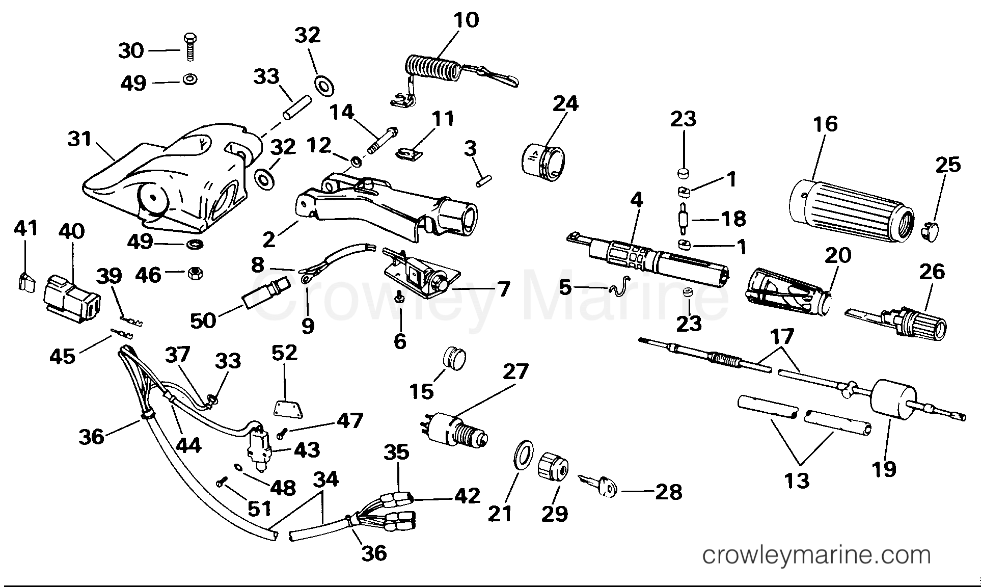 1998 Evinrude Outboards 25 - BE25ARECA STEERING & SHIFT HANDLE section
