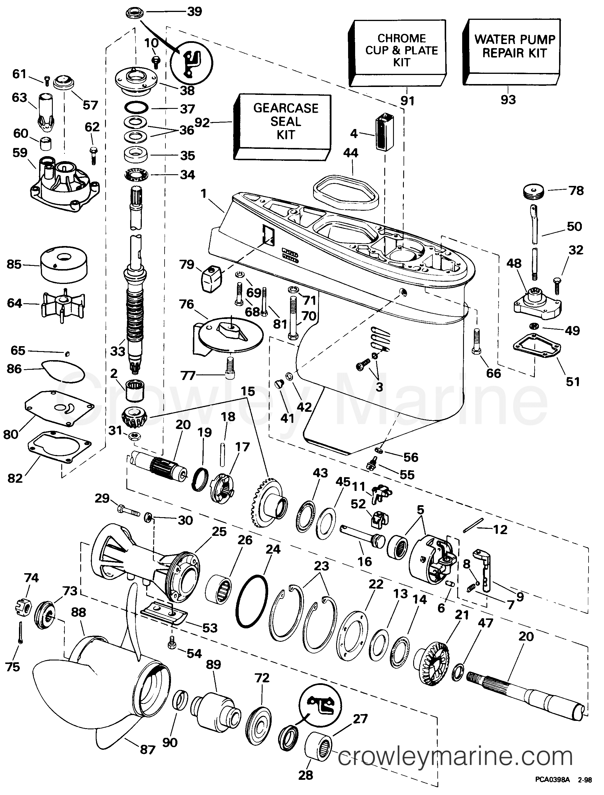 1998 Outboard 60 - E60TTLECM - GEARCASE