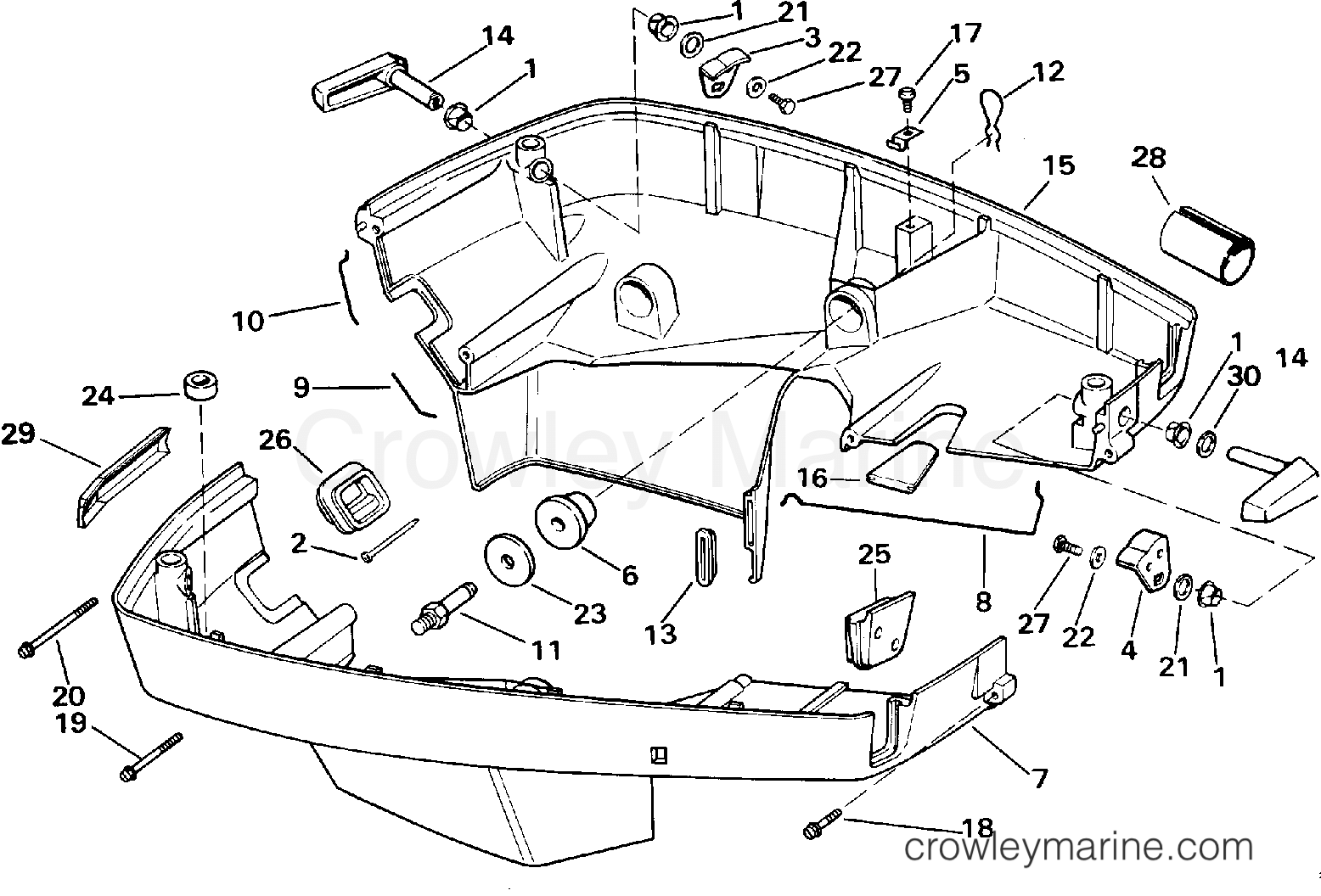 1993 Outboard 120 - E120TLETS - LOWER ENGINE COVER