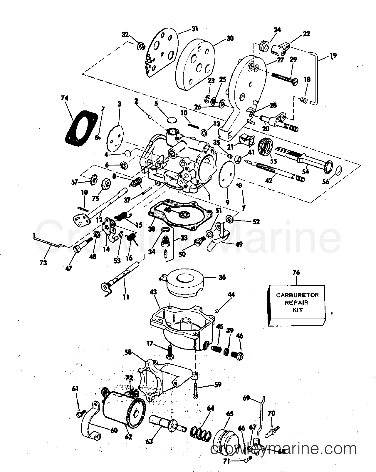 1976 Outboard 25 - 25E76E - CARBURETOR