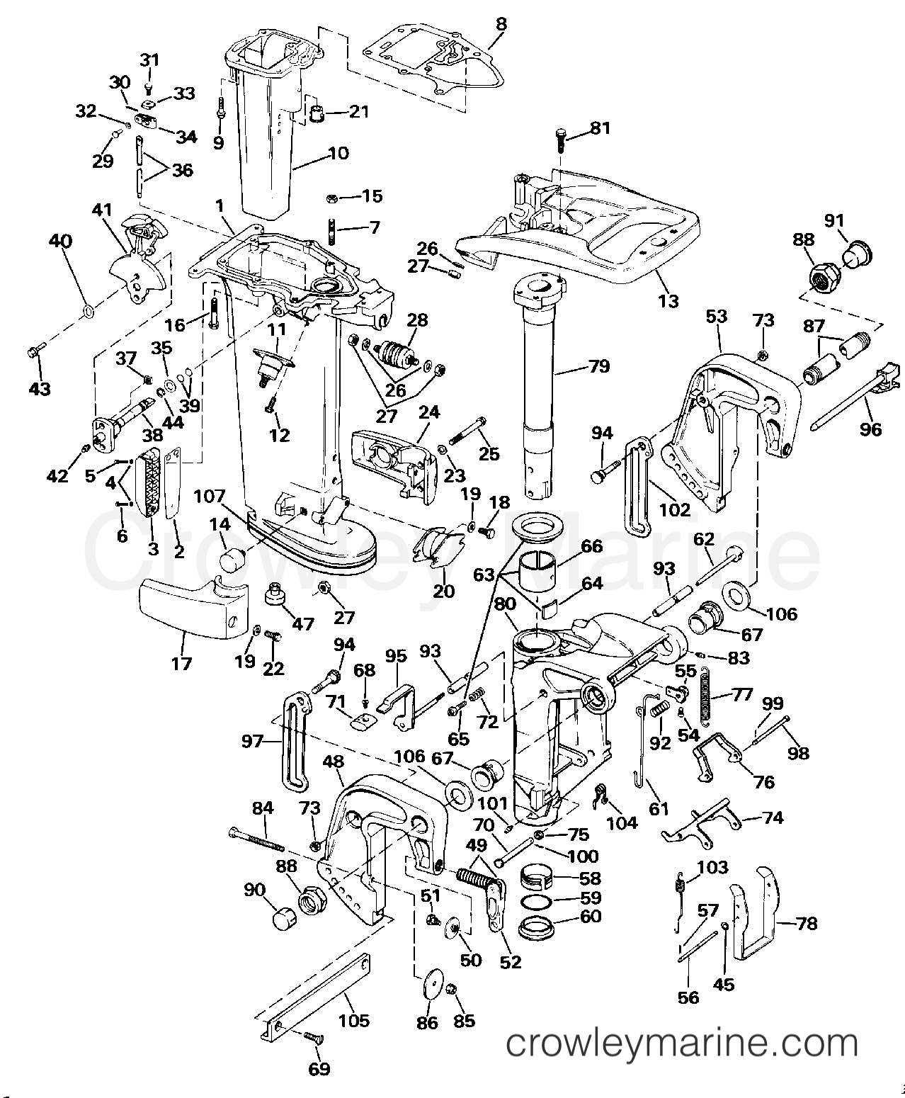 1990 Outboard 30 - E30TEESS - MIDSECTION - 30 & 35 MODELS ONLY