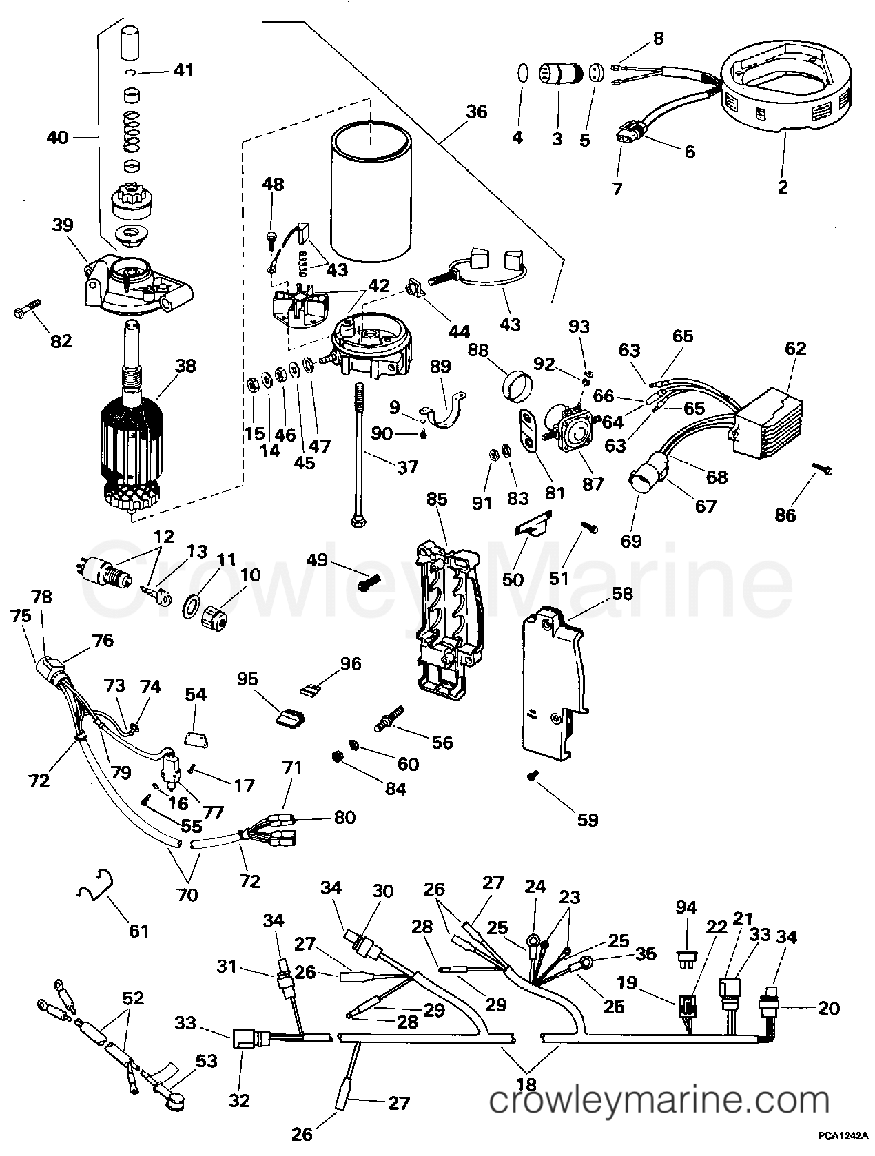 Engine Cylinder Rope TILLER ELECTRIC START KIT - 25, 35 (3-CYLINDER ROPE) - 1995 Rigging ...