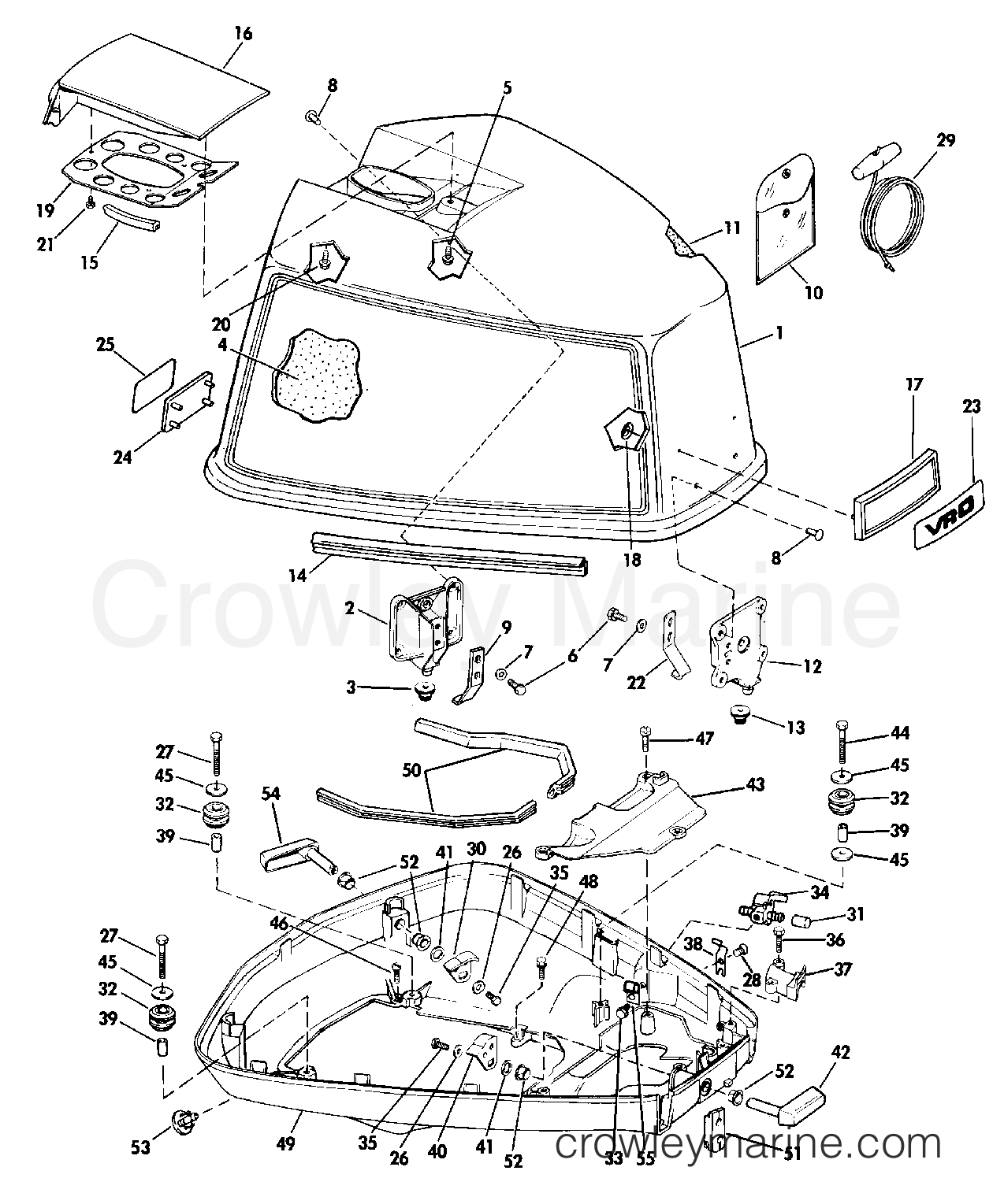 1984 Outboard 90 - J90MLCRD - ENGINE COVER - JOHNSON