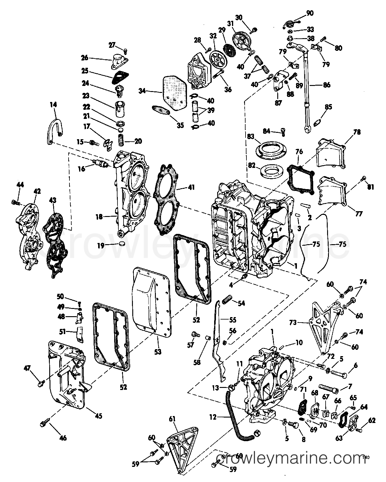 1968 Outboard 40 - 40802D - POWERHEAD GROUP