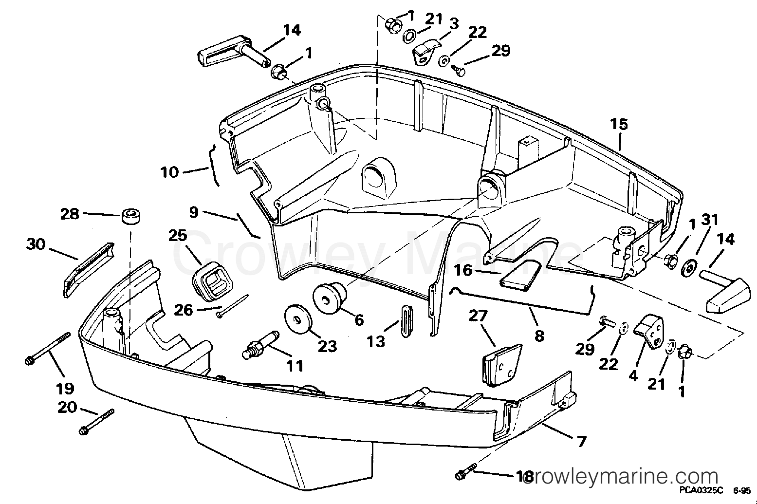 1996 Outboard 125 - SJ125WTPLV - LOWER ENGINE COVER