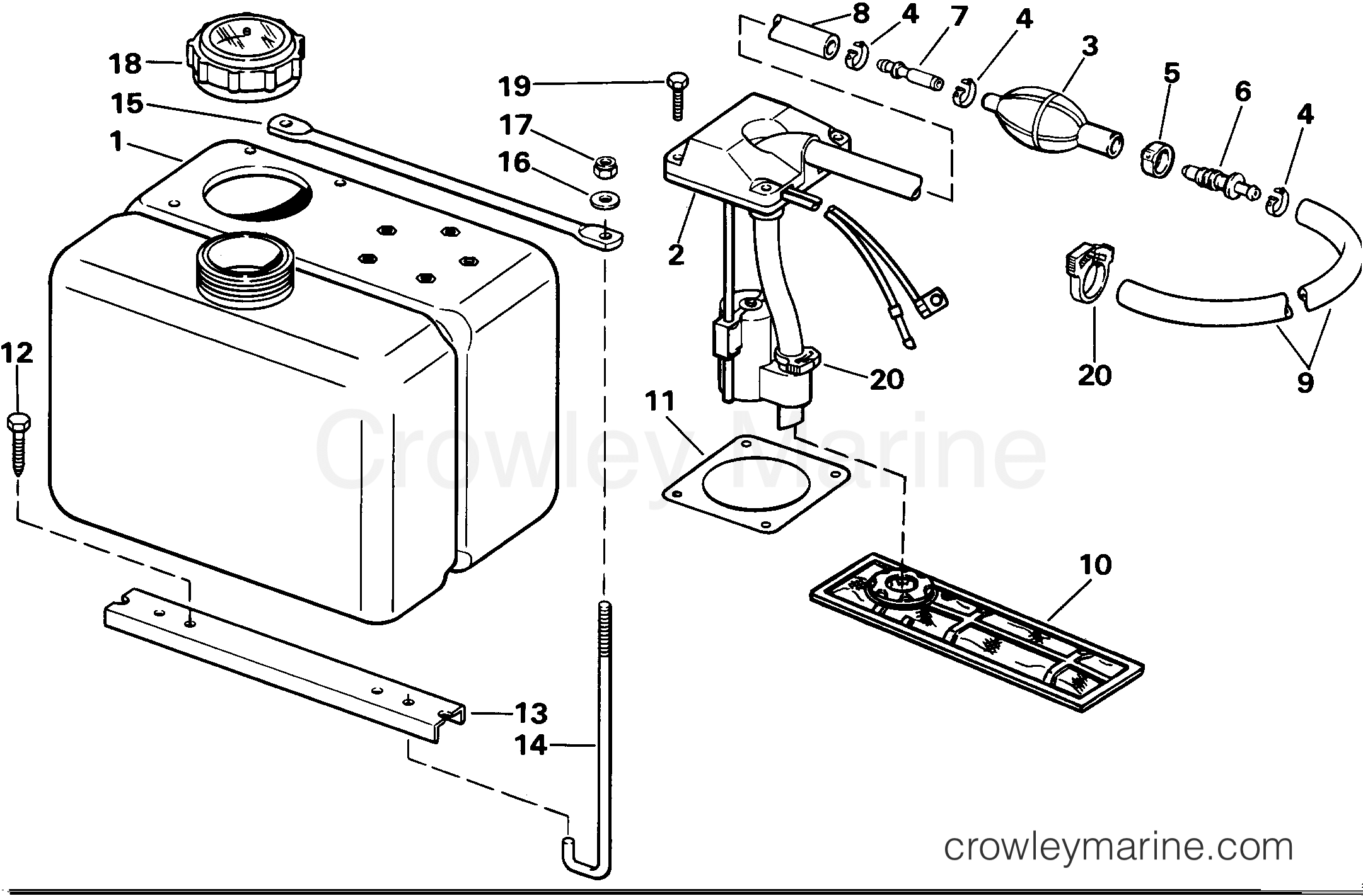 1985 Evinrude Outboards 100 - E100WMLCOC VRO OIL TANK KIT-1.8 GALLON section
